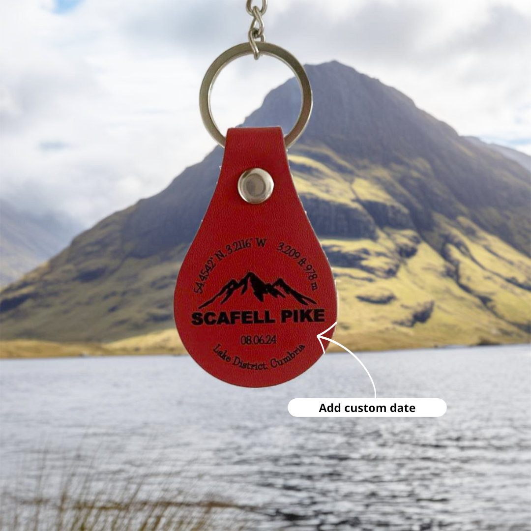 Scafell Pike Personalised Leather Keyring