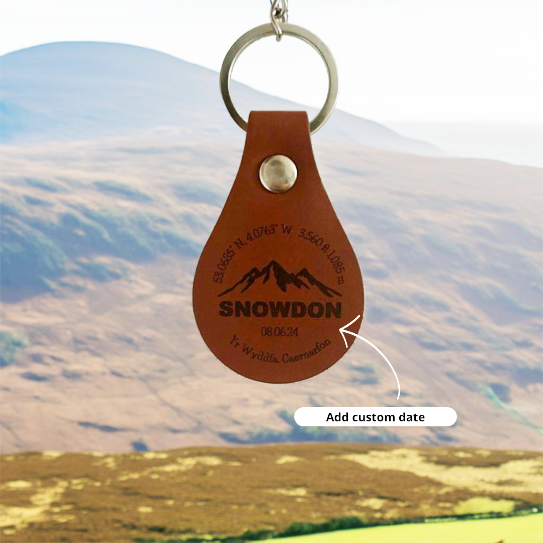 Snowdon Personalised Leather Keyring