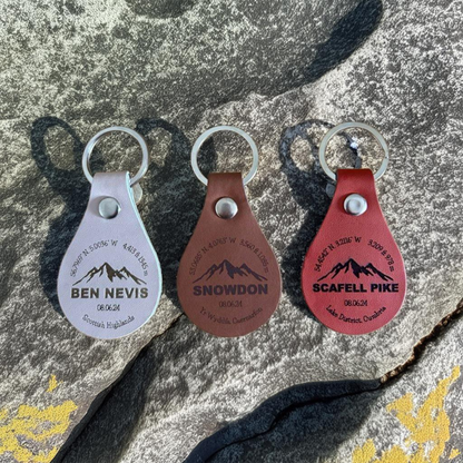 Snowdon Personalised Leather Keyring